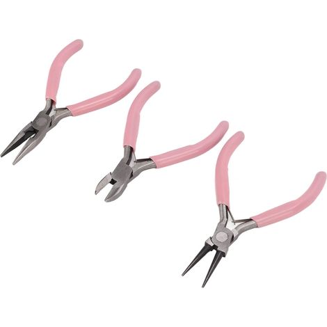 Lot de 3 pinces à bijoux robustes à aiguille ronde et à bec diagonal en acier au carbone, pinces roses pour l'artisanat et le (1/5)
