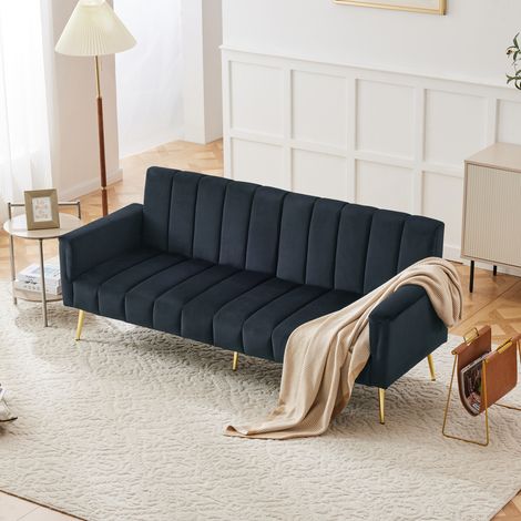 Canapé convertible avec accoudoir et dossier réglable à 5 angles, canspé-lit, 183x76x75 cm, noir (1/5)