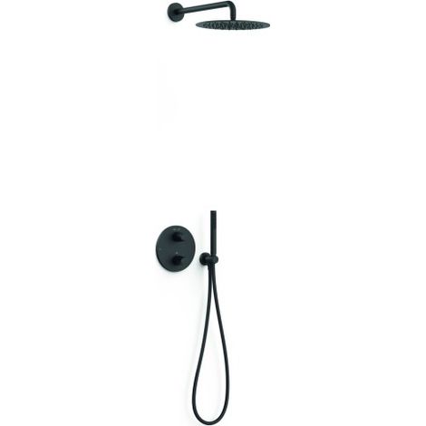 Kit robinet thermostatique encastré 2 voies pour douche Therm-box Noir mat - TRES 28135004NM