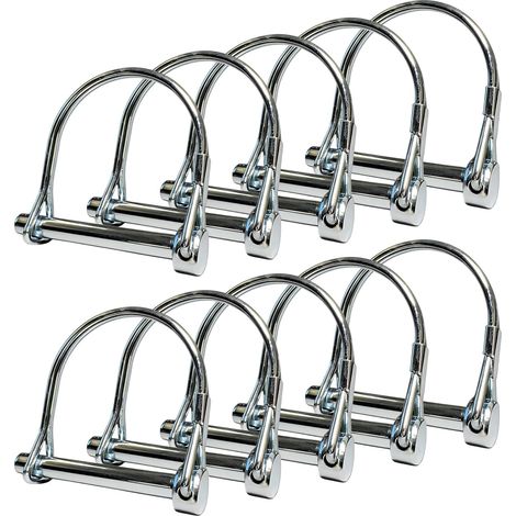 Lot de 10 broches d'attelage de remorque et goupille de verrouillage, goupille d'attelage de remorque, goupilles de verrouillage d'arbre et de verrouillage de fil robustes de 2-1/8"x1/4", goupilles de (1/5)
