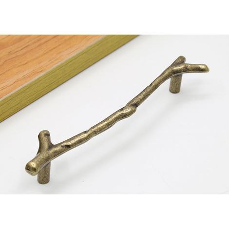 Lot de 4 poignées de tiroir en forme de branche, en bronze, pour portes de placard. Poignées de rechange en alliage de zinc, en forme de branche, pour la décoration intérieure. (1/5)
