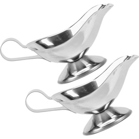 2 pièces Pichet à Sauce Acier Inoxydable avec Anse Récipient Multi-usage pour Lait Vinaigre pour Steak et Repas Occidentaux (1/5)
