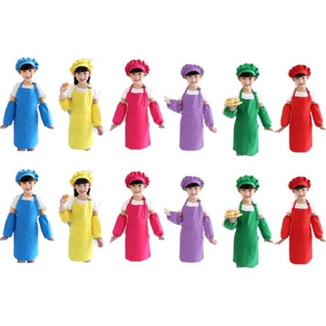 Ensemble de Tablier de Chapeau de Chef pour Enfants de 24 Pièces, Tablier de Garçon et de Fille pour Enfants Tablier (1/4)