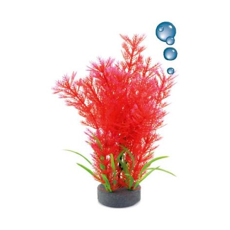 Plante plastique rouge avec bulleur pour aquarium : 20cm (1/2)