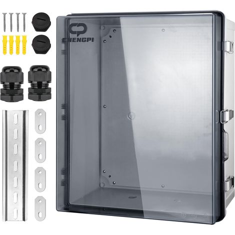 Boîte de Dérivation Electrique,Boitier Electrique Étanche avec Couvercle à Charnière,IP66 Boîte de Jonction en Plastique ABS,Couvercle Transparent Coffret Électrique 430x530x200MM (1/5)