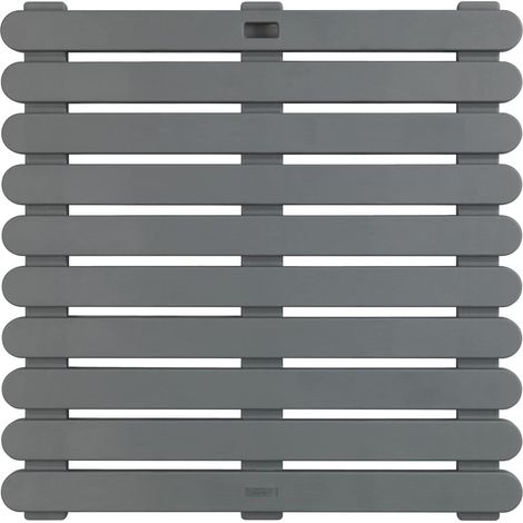 Caillebotis de Douche Gris Tapis de Bain Caillebotis pour la Douche Salle de Bain, Piscine, Sauna avec Structure antidérapante antiglisse Sécurité Plastique 55x55x3 cm Gris (1/5)