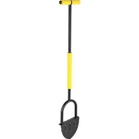 TolleTour 1 pieza Cortabordes manual para césped de 105 cm con mango en T, cuchilla dentada de acero, herramienta de jardinería para bordes de césped, guantes incluidos