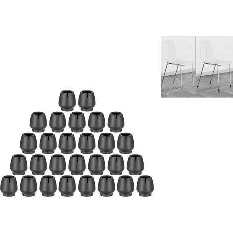 Lot de 28 embouts ronds en caoutchouc noir pour pieds de chaise diamètre 12 à 16 mm protection silencieuse pour pieds de meuble (1/4)