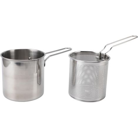 Friteuse avec panier passoire, marmite en acier inoxydable 304 avec poignée pour frire le poisson, les crevettes, le poulet et les frites (1/5)