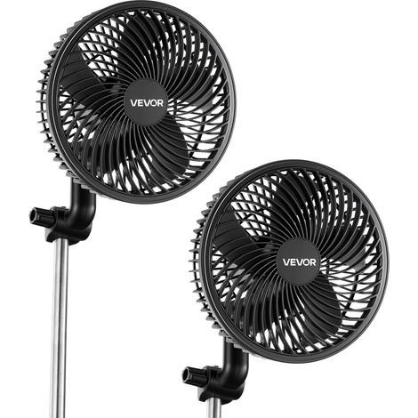 Ventilateur de Culture à Pince, Ventilateur Oscillant pour Tente de Culture, USB-C, 9 Vitesses et Mode Cyclique, Oscillation 45° et 90°, Boîtier en ABS, pour Circulation de l'Air, Noir, Lot de 2 (1/5)