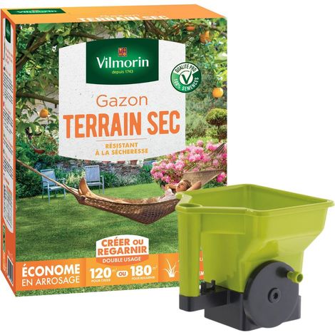 Vilmorin Gazon Terrain Sec - 3 kg + Semoir à main Gazon/Engrais (1/2)