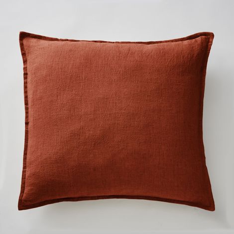 Taie d’oreiller 80 x 80 cm – Lin Lavé Français SOLINE - Paprika