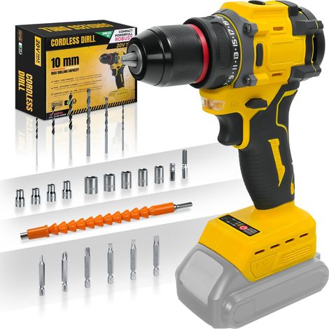 Perceuse-visseuse sans fil pour batteries 20 V, réglage de 25 + 1 couple, couple max 60 N-m, lumière LED, kit de tournevis à visser 25 pièces pour travaux d'entretien et projets de bricolage (1/5)