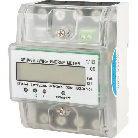 Digitales LCD-Drehstromzählgerät mit 4 Drähten zur DIN-Schienenmontage, elektronischer kWh-Zähler (10(40)A) (1/5)