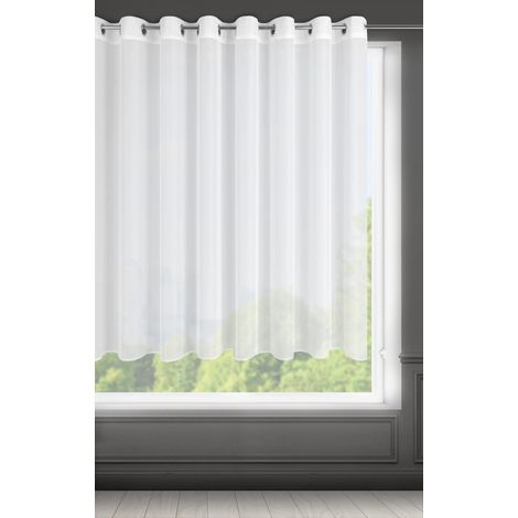 Eurofirany Lucy Voile, Tenda Trasparente con Occhielli-1 unità, Camera da Letto, Soggiorno, Cucina, Poliestere, Bianco, 300x160cm