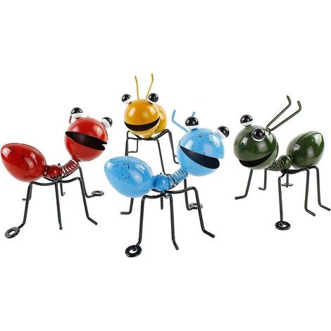 Fourmis en métal, groupe de 4 couleurs, insectes mignons à suspendre au mur, décoration de jardin, d'intérieur ou d'extérieur. (1/5)