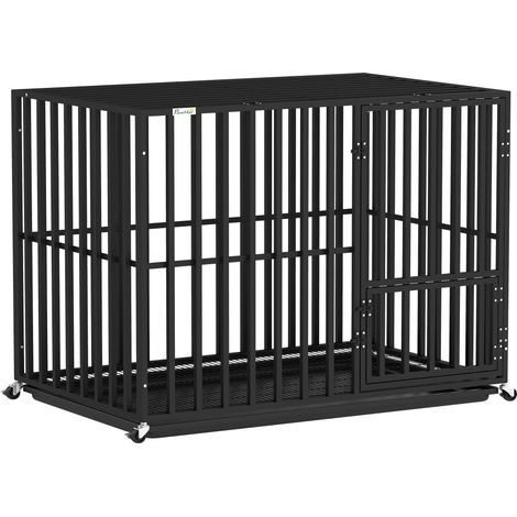PawHut Heavy Duty Dog Crate, Dog Cage with Wheels for Medium Large Breeds (1/5)