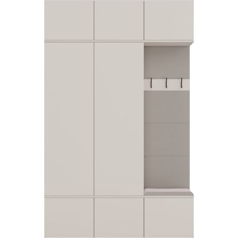 HAGA - Conjunto de entrada con 2 armarios + perchero + banco 150 x 35 x 238 cm - beige cachemira (1/4)