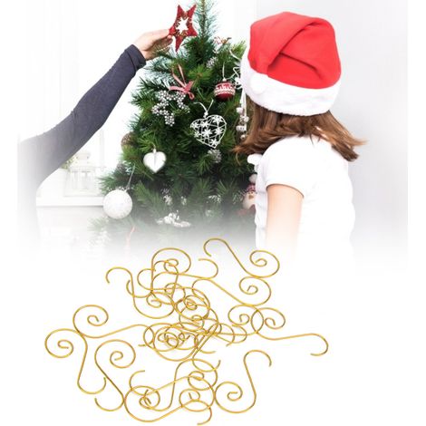 60 Stück Mini-Mehrzweck-Metallhaken in S-Form zur Weihnachtsbaumdekoration (Gold) (1/5)