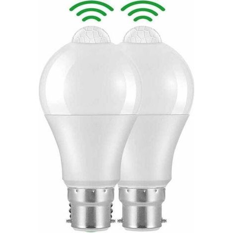Ampoule Detecteur de Mouvement B22 Baïonnette LED, 12W, 1020lm, Blanc Froid 6000 K, CIR 85, étanches IP42 à économie d'énergie, non dimmable (1/5)