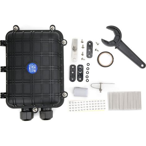 Fiber Optic Splice Box, 1-in-1 Horizontal Fiber Optic Splice Box, IP68 Water Resistant Fiber Cable Connection Box for Aerial Pipeline
