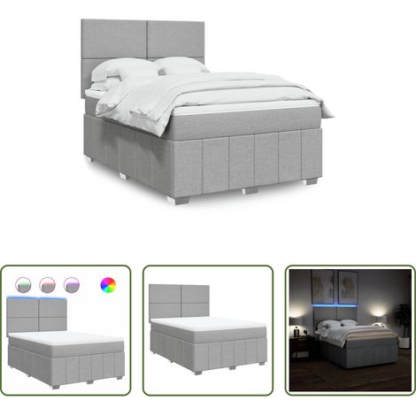 Matratze - Boxspringbett mit Matratze Hellgrau 140x200 cm Stoff (1/5)