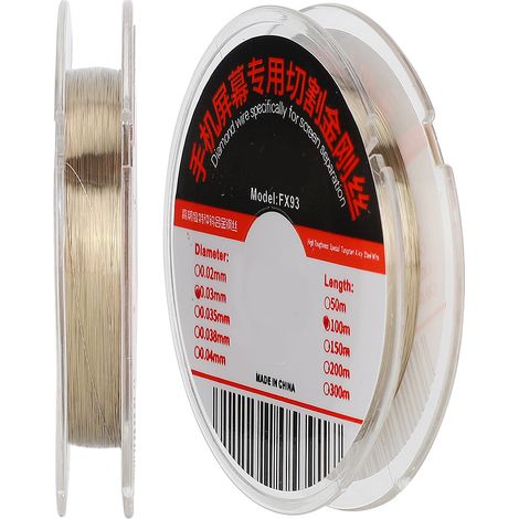 Fil d'acier allié à coupe spéciale de 0,03 mm, accessoire pour écran de téléphone portable, longueur 100 m