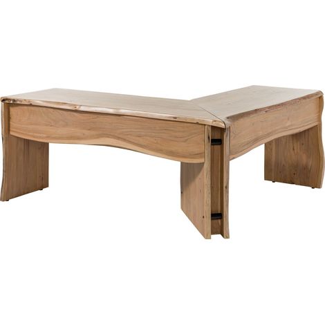Eckschreibtisch Akazie 185x163x76 natur lackiert PURE ACACIA 749 (1/3)