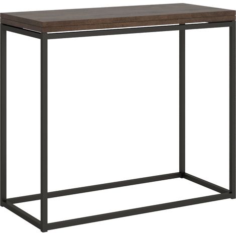 Console extensible 4 places bois marron et pieds fins métal anthracite 45 à 90 cm Noro (1/5)