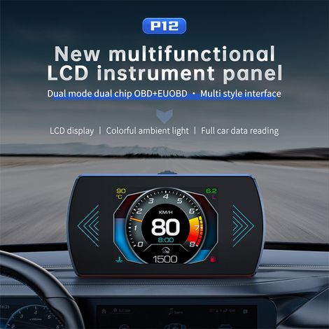 Integrated head-up display (HUD), OBD2, multifunctional LCD screen for vehicle data, high-definition display in the vehicle. (1/5)