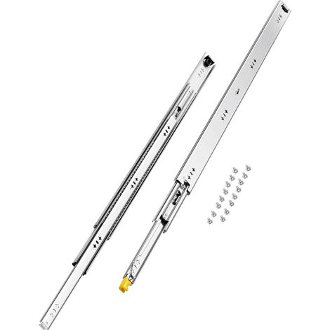 VEVOR Glissiere de tiroir a extension complete, 1 paire, coulisse de tiroir verrouillable, 900 mm, capacite de charge 113,4 kg, rail coulissant a montage lateral avec roulement a billes et verrou