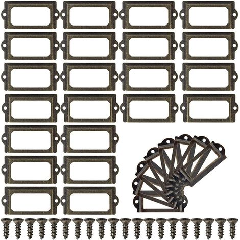 Support Pour Étiquettes - En Métal Bronze Vieilli - Pour Tiroirs Armoires Fichiers - Fixation Par Vis - Lot De 30 Pièces (1/5)