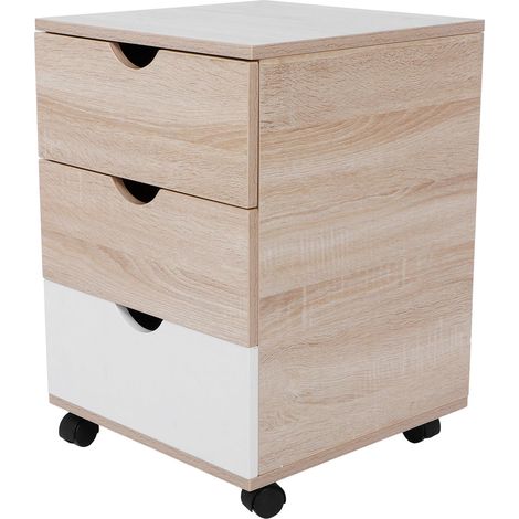 Table de chevet mobile avec 3 tiroirs en MDF, meuble de rangement pratique sur roulettes pour bureau ou chambre à coucher (1/5)