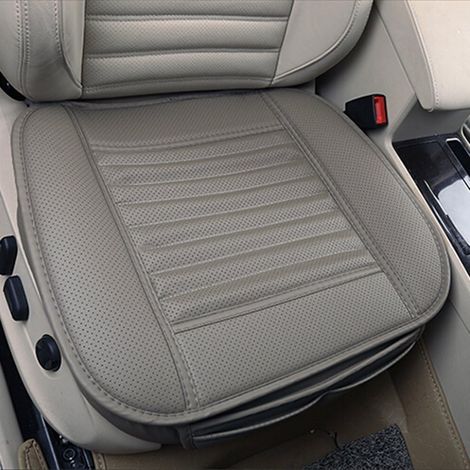 Seat Cushion, Car Seat Protection, Comfort and Breathing Four Seasons General PU Leather Bamboo Charcoal Breathable Car Interior Car Supplies (Grey) (1/5)