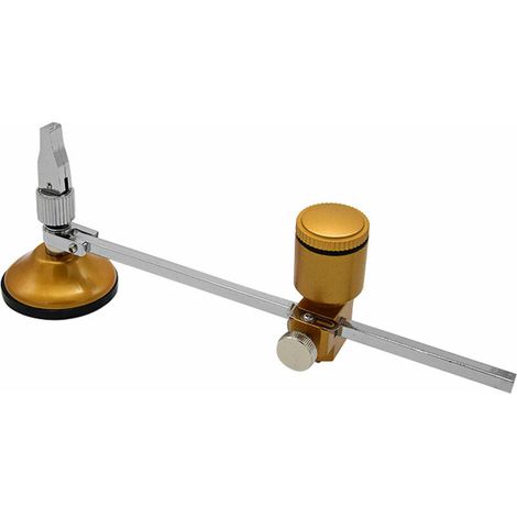 Coupeur de verre circulaire robuste avec 54 mm de diametre de ventouse de 1,5 a 12 pouces de coupe de rayon de decoupe cylindre de cercle de verre reglable, or (1/5)