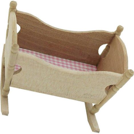 Mini berceau en bois, modèle de meuble compatible, jouet pour enfants, 1 pièce en tissu (1/5)