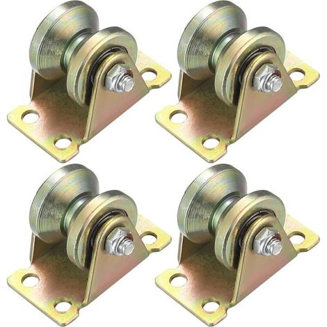 4 Pièces Poulie de Levage Mouflage, Roulette à Rainure en V, Roulettes de Levage, Roue Gorge Poulies Cable pour Cordes Rail Portail Coulissan (Roulette à Rainure en V) (Poulie en V) (1/5)