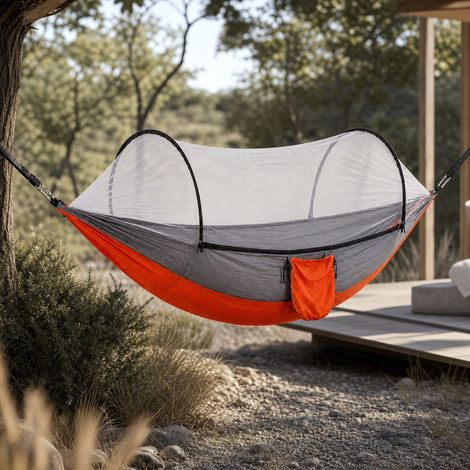 Hamac Double Anti-Moustiques en Nylon Ripstop, Résistant 250kg, Léger et Respirant, Installation Rapide pour Camping et Jardin (1/5)