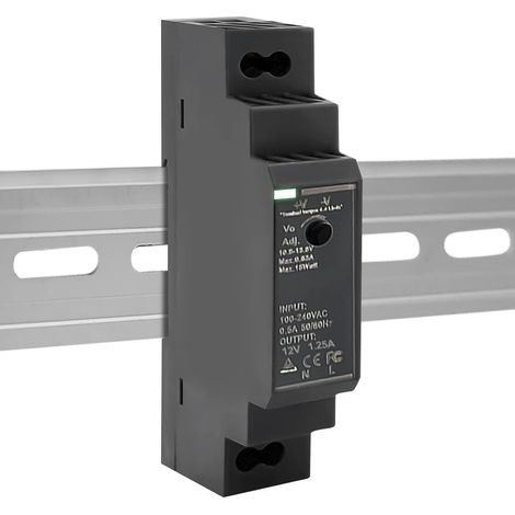 Bloc d'alimentation pour rails DIN 12 V : 12 V CC 15 W 1,25 A, HDR-15-12 - Rail DIN - Transformateur pour système d'automatisation industrielle (1/5)