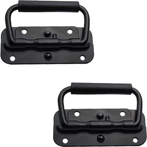 Poignée de Flight Case 2 Pièces Poignée de Boîte à Ressort Poignée de Caisse Pliable Poignée à Ressort de Boîte à Outils Poignée Pliable à Ressort Poignée Caisse Noir (100mm) (1/4)