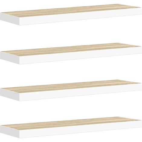 Maison Exclusive - Schweberegale 4 Stk. Eiche und Weiß 90x23,5x3,