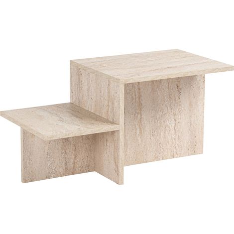 Dmora - Tavolino da salotto Cantello, Tavolo basso da caffè, Portariviste per divano, Ripiano da soggiorno, 80x40 h40 cm, Beige (1/5)