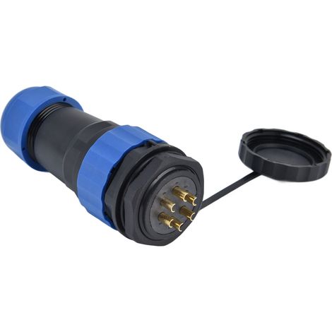 Connecteur aéronautique étanche IP68 SP28 avec écrou de blocage, fiche et prise soudées, 380 V, 25 A, 6 broches (1/5)