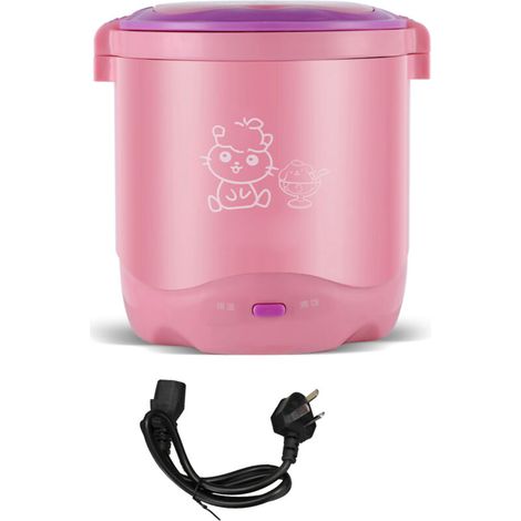 Mini cuiseur à riz portable 1.2L rose pour soupes, ragoûts et flocons d'avoine, idéal pour voyages et petites portions (1‑60 pièces)