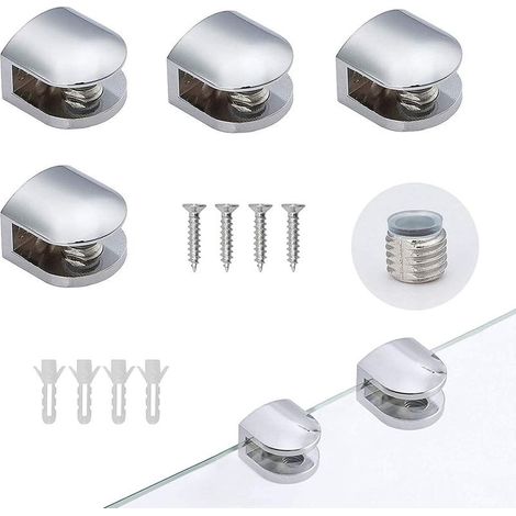 4 Pcs Pince De Support De Verre,Pince À Verre Pince Support En Alliage De Zinc Bains Pince De Verre Clips Pince Support D’Étagère En Verre Réglable Verre Pour Tablettes En Verre De 4-7 Mm D'É (1/5)