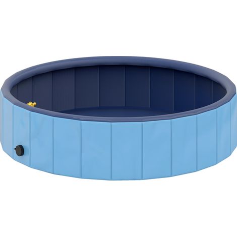Piscine plissée pour grands chiens PVC antiglisse Ø120x30 cm Bleu clair