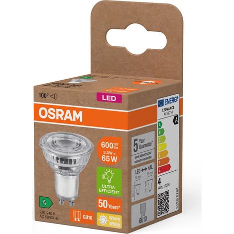 Osram Homelighting Lampada LED GU10 3.1W Bianco caldo 50x50mm