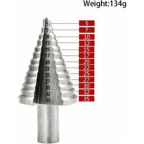 Metal Foret Conique Foret étagé 5mm-35mm,Triangle Conique Titane avec Revêtement Titane,pour Visseuse Percage sur Acier, Laiton, Bois, Plastique (1/5)