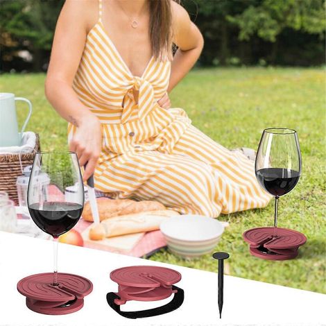 Dessous de verre d'extérieur, porte-verres à vin fixe, kaki-- (1/5)
