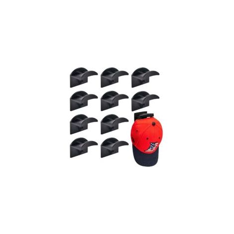 10 Stück Wandhaken für Hüte und Perücken, selbstklebend, ohne Bohren, Doppelhaken-Hutablage für Zuhause und Eingangsbereich (Schwarz) - Crezuo (1/4)